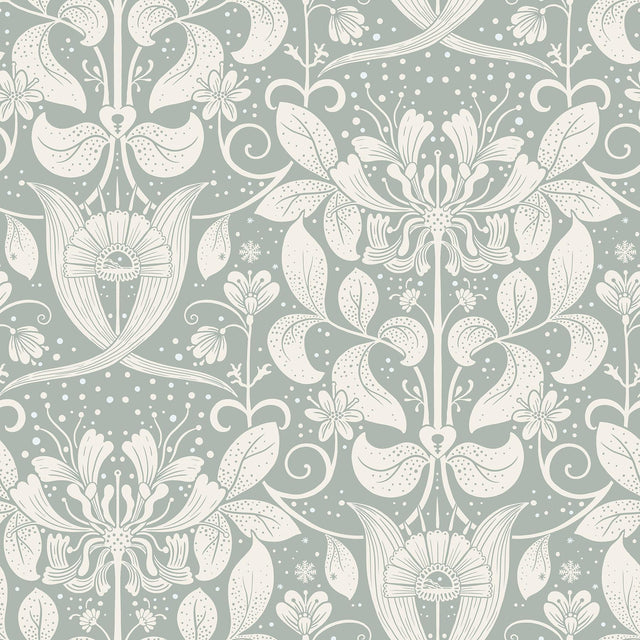 A-Street Prints Berit Blue Floral Crest Wallpaper