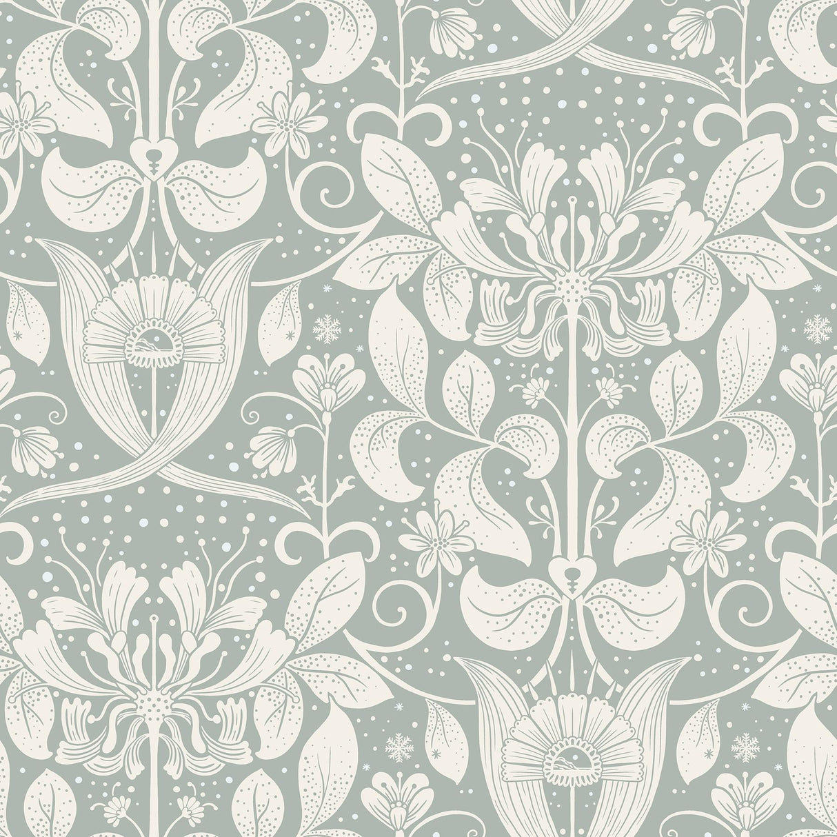 A-Street Prints Berit Floral Crest Blue Wallpaper