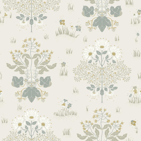 A-Street Prints Elda Light Blue Delicate Daises Off White Blue Grey Wallpaper