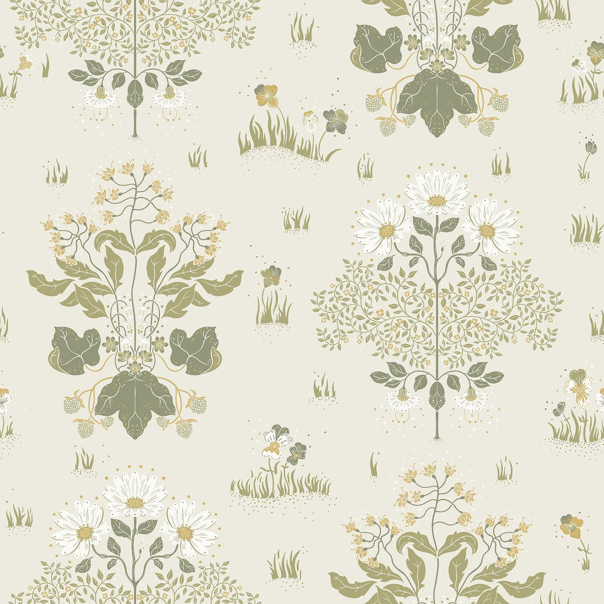A-Street Prints Elda Olive Delicate Daises Wallpaper