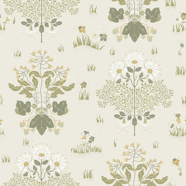 A-Street Prints Elda Olive Delicate Daises Wallpaper