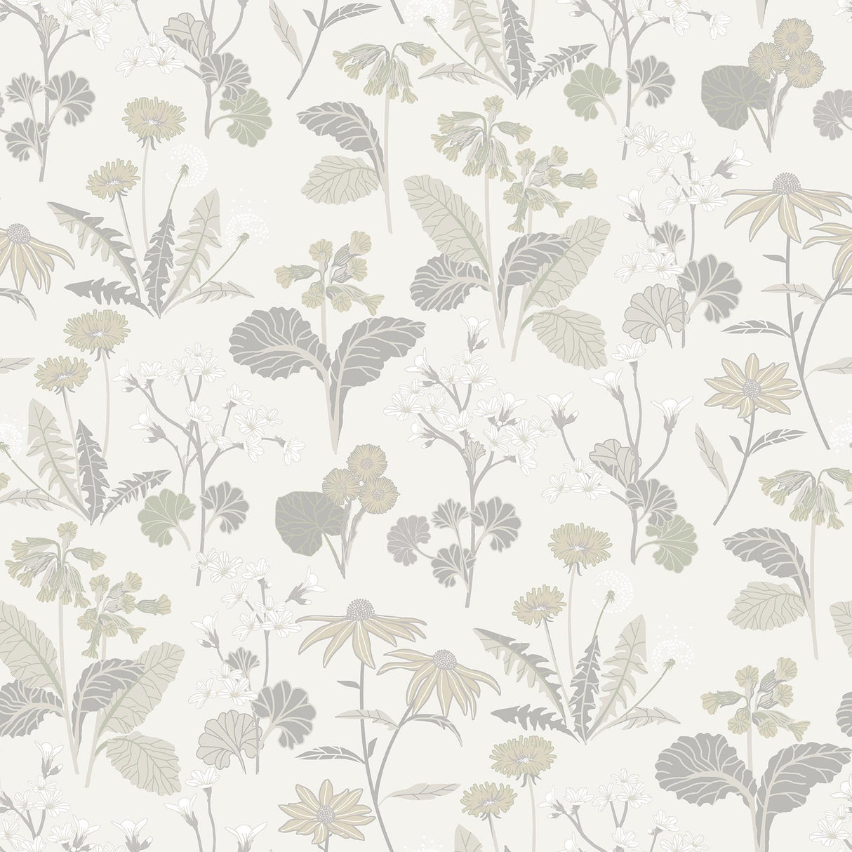 A-Street Prints Magdalena Light Grey Dandelion Wallpaper