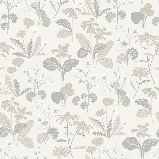 A-Street Prints Magdalena Light Grey Dandelion Wallpaper