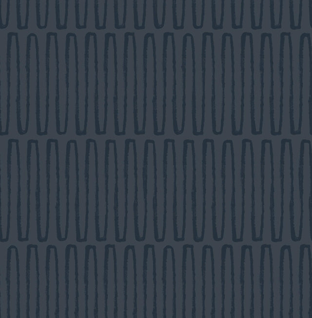 A-Street Prints Lars Navy Retro Wave Wallpaper