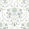 A-Street Prints Britt Sea Green Embroidered Damask Wallpaper