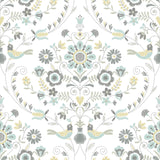 A-Street Prints Britt Sea Green Embroidered Damask Wallpaper