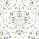 A-Street Prints Britt Embroidered Damask Sea Green Wallpaper