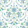 A-Street Prints Britt Sapphire Embroidered Damask Wallpaper