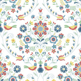 A-Street Prints Britt Embroidered Damask Multicolor Wallpaper