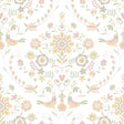 A-Street Prints Britt Peach Embroidered Damask Wallpaper