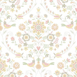 A-Street Prints Britt Peach Embroidered Damask Wallpaper