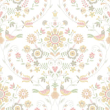 A-Street Prints Britt Embroidered Damask Peach Wallpaper