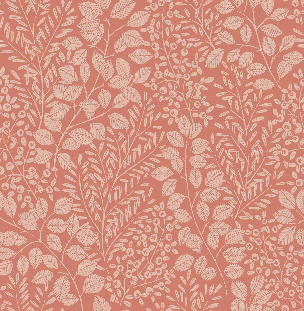A-Street Prints Elin Coral Berry Botanical Wallpaper
