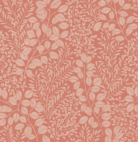 A-Street Prints Elin Coral Berry Botanical Wallpaper