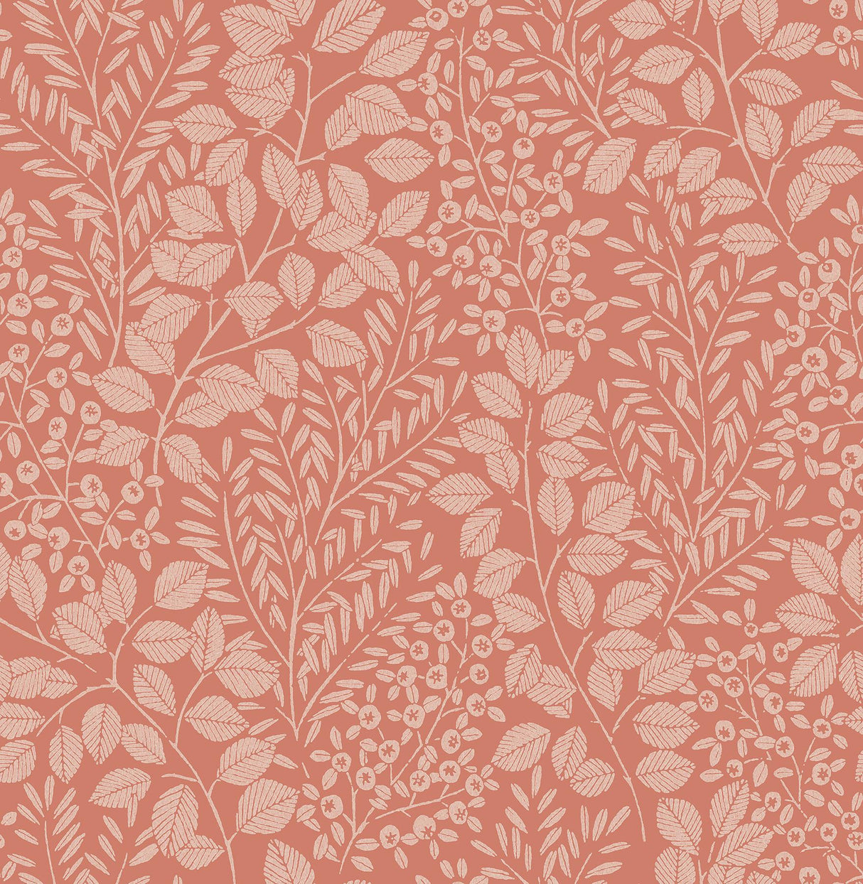 A-Street Prints Elin Berry Botanical Coral Wallpaper