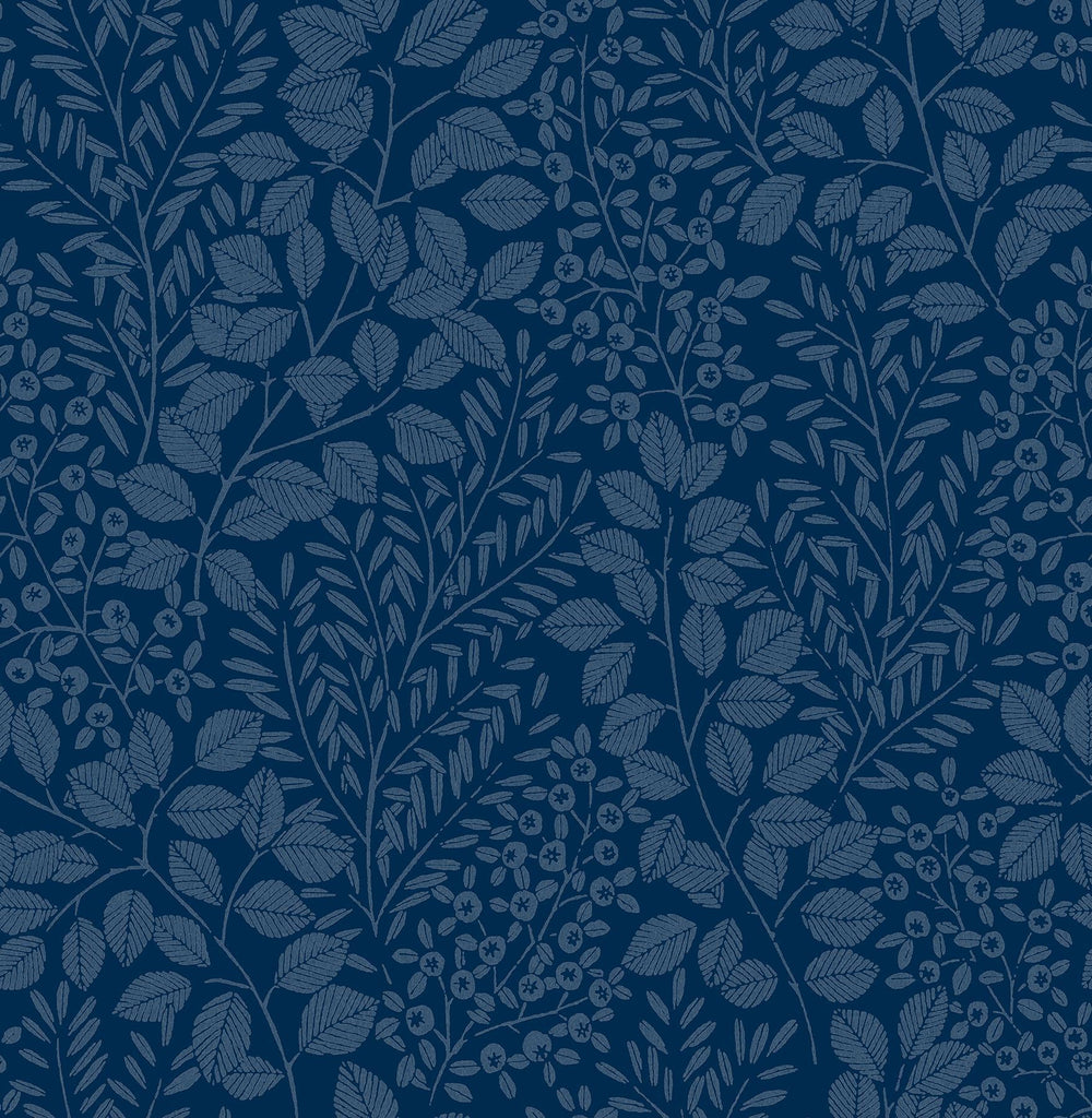 A-Street Prints Elin Blue Berry Botanical Wallpaper