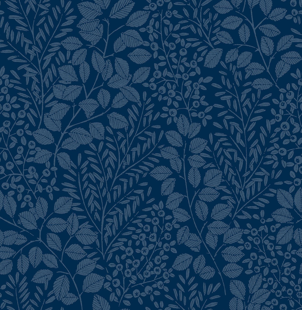 A-Street Prints Elin Berry Botanical Blue Wallpaper