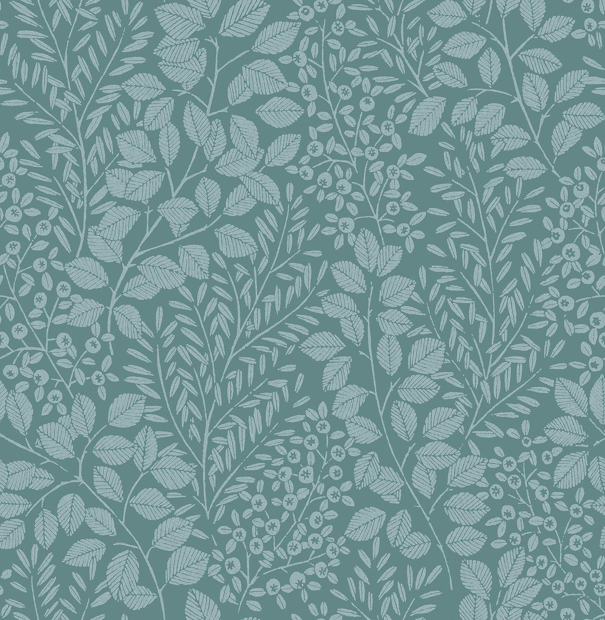 A-Street Prints Elin Sky Blue Berry Botanical Wallpaper