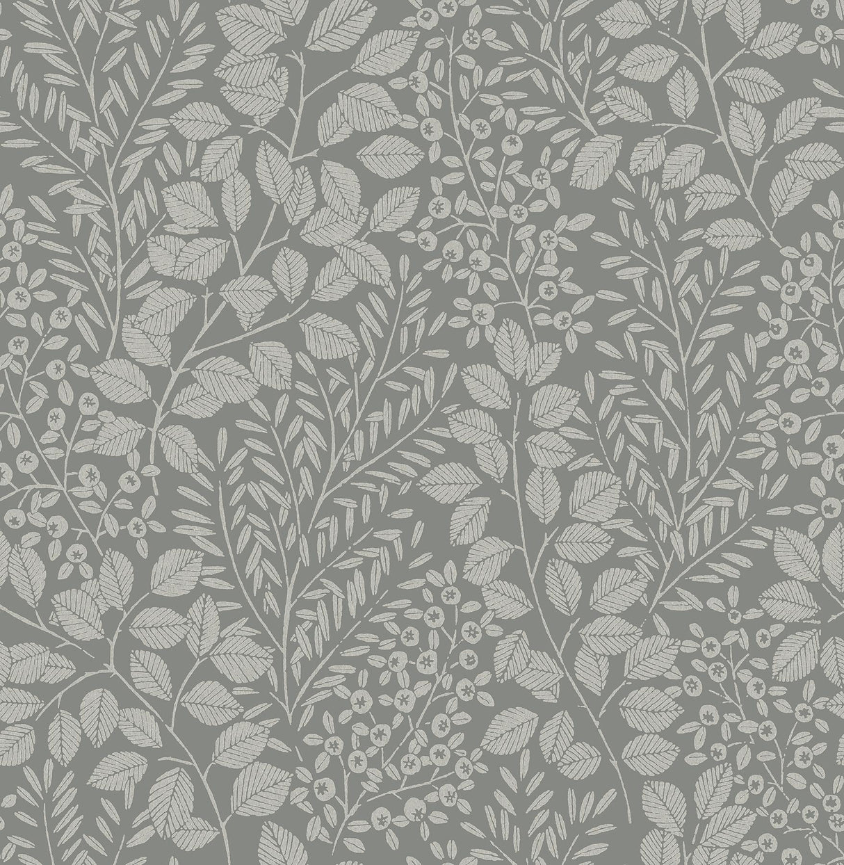 A-Street Prints Elin Charcoal Berry Botanical Wallpaper