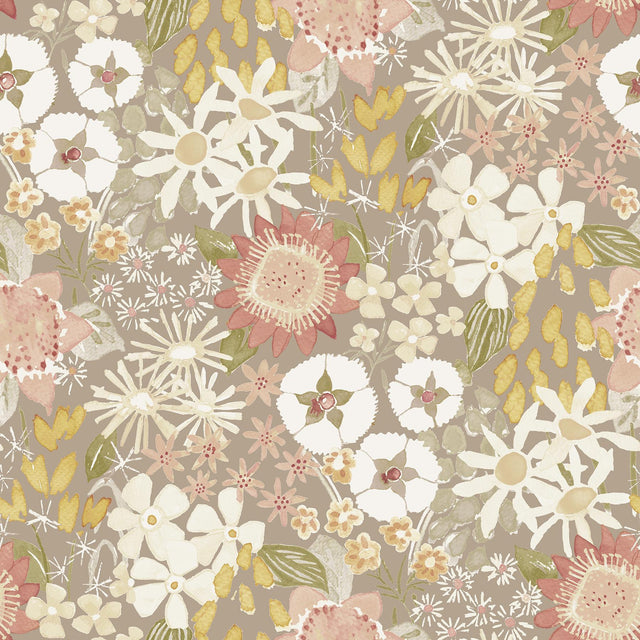 A-Street Prints Karina Neutral Wildflower Garden Wallpaper