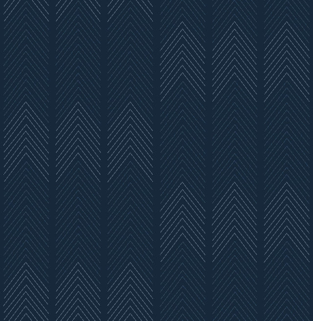 A-Street Prints Nyle Dark Blue Chevron Stripes Wallpaper