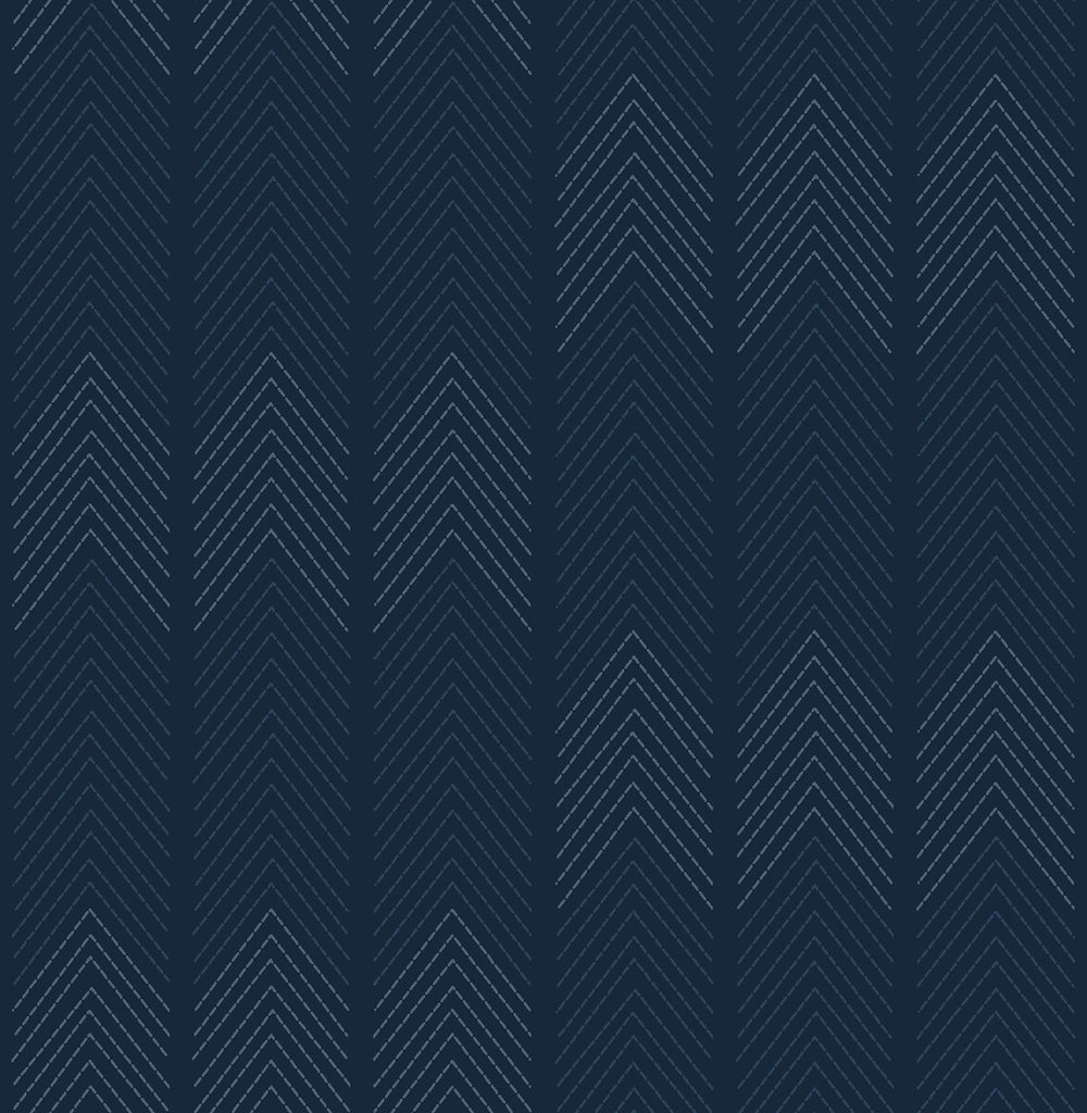 A-Street Prints Nyle Chevron Stripes Dark Blue Wallpaper