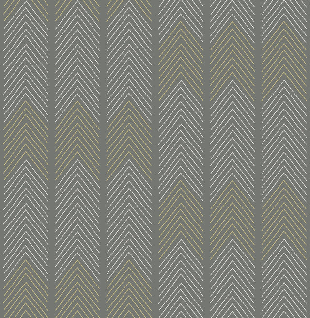 A-Street Prints Nyle Dark Grey Chevron Stripes Wallpaper