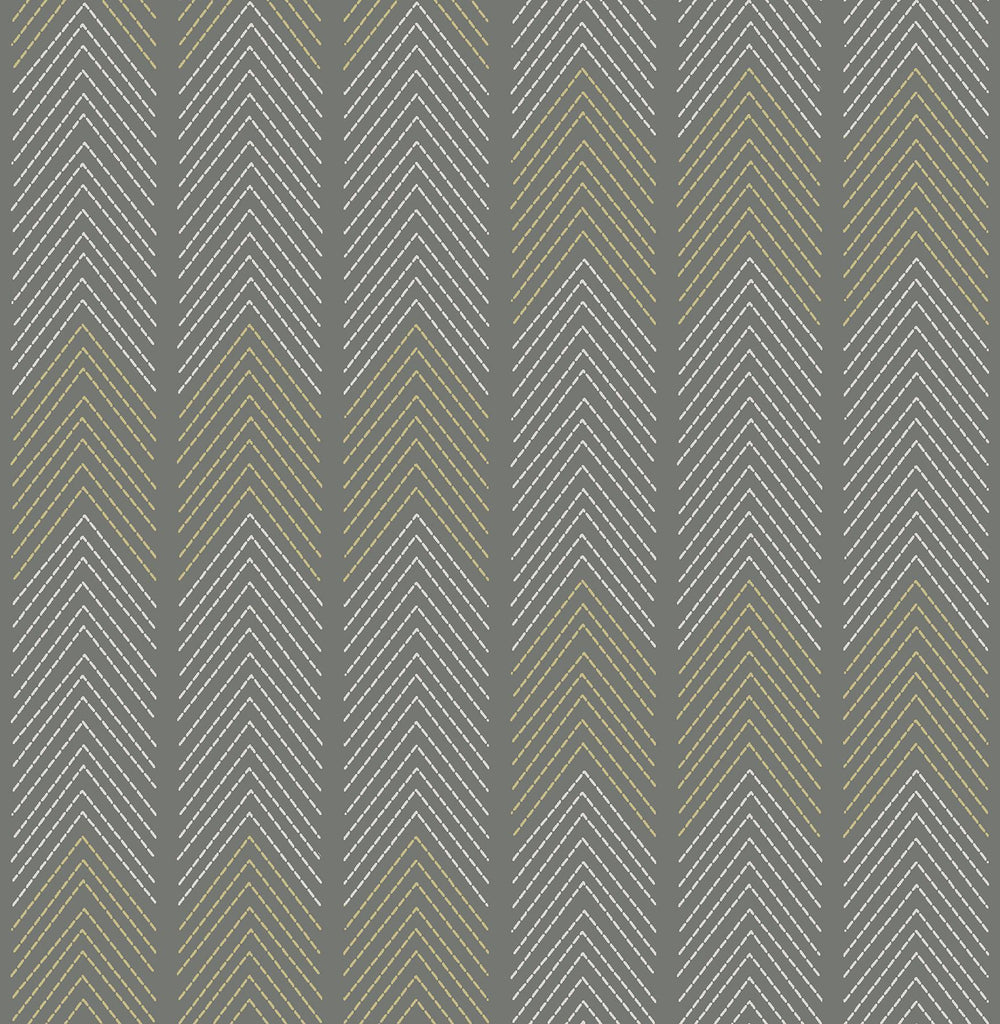 A-Street Prints Nyle Dark Grey Chevron Stripes Wallpaper