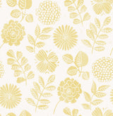A-Street Prints Inge Yellow Floral Block Print Wallpaper