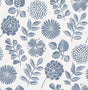 A-Street Prints Inge Denim Floral Block Print Wallpaper