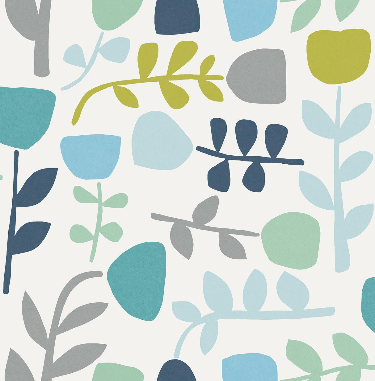 A-Street Prints Juni Teal Abstract Tulips Wallpaper