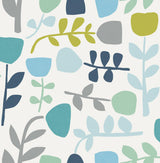 A-Street Prints Juni Abstract Tulips Teal Wallpaper