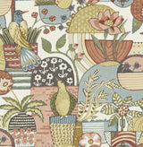 A-Street Prints Fika Mustard Blissful Birds & Blooms Wallpaper
