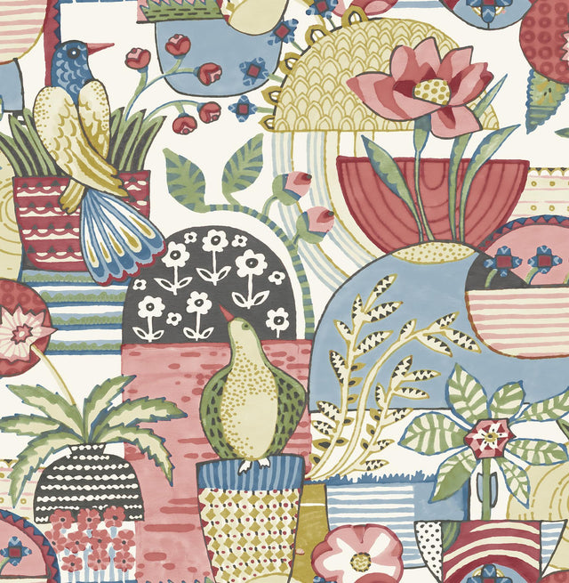 A-Street Prints Fika Rose Blissful Birds & Blooms Wallpaper