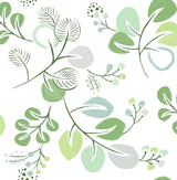 A-Street Prints Jonah Light Green Leaf Trail Wallpaper