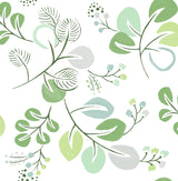 A-Street Prints Jonah Leaf Trail Light Green Wallpaper