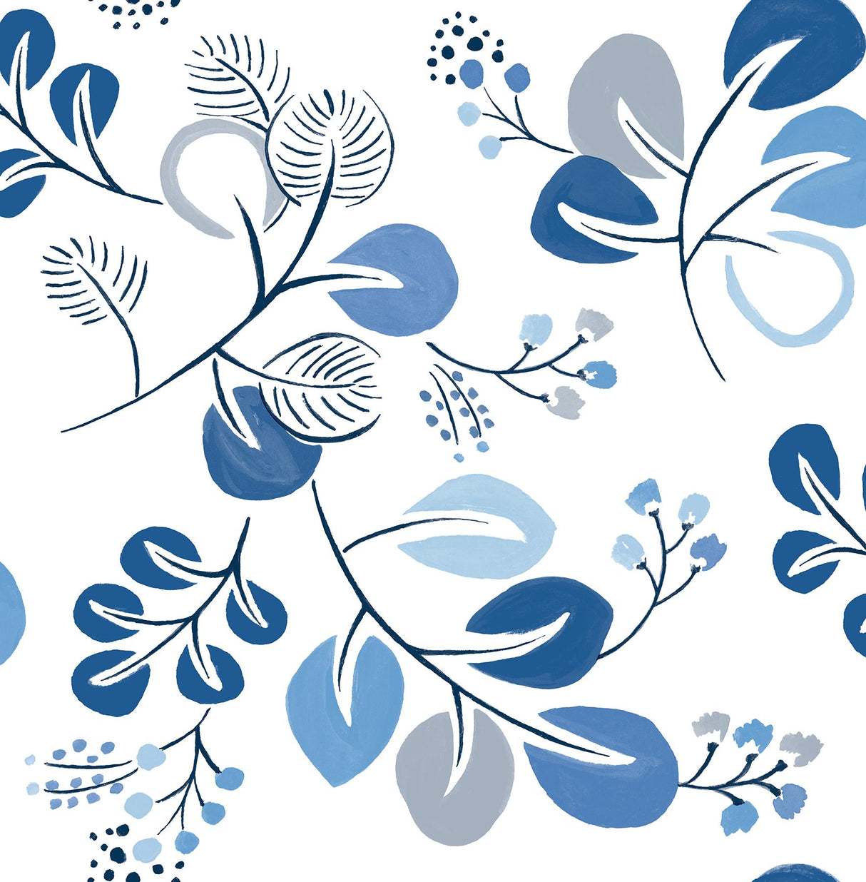 A-Street Prints Jonah Leaf Trail Blue Wallpaper