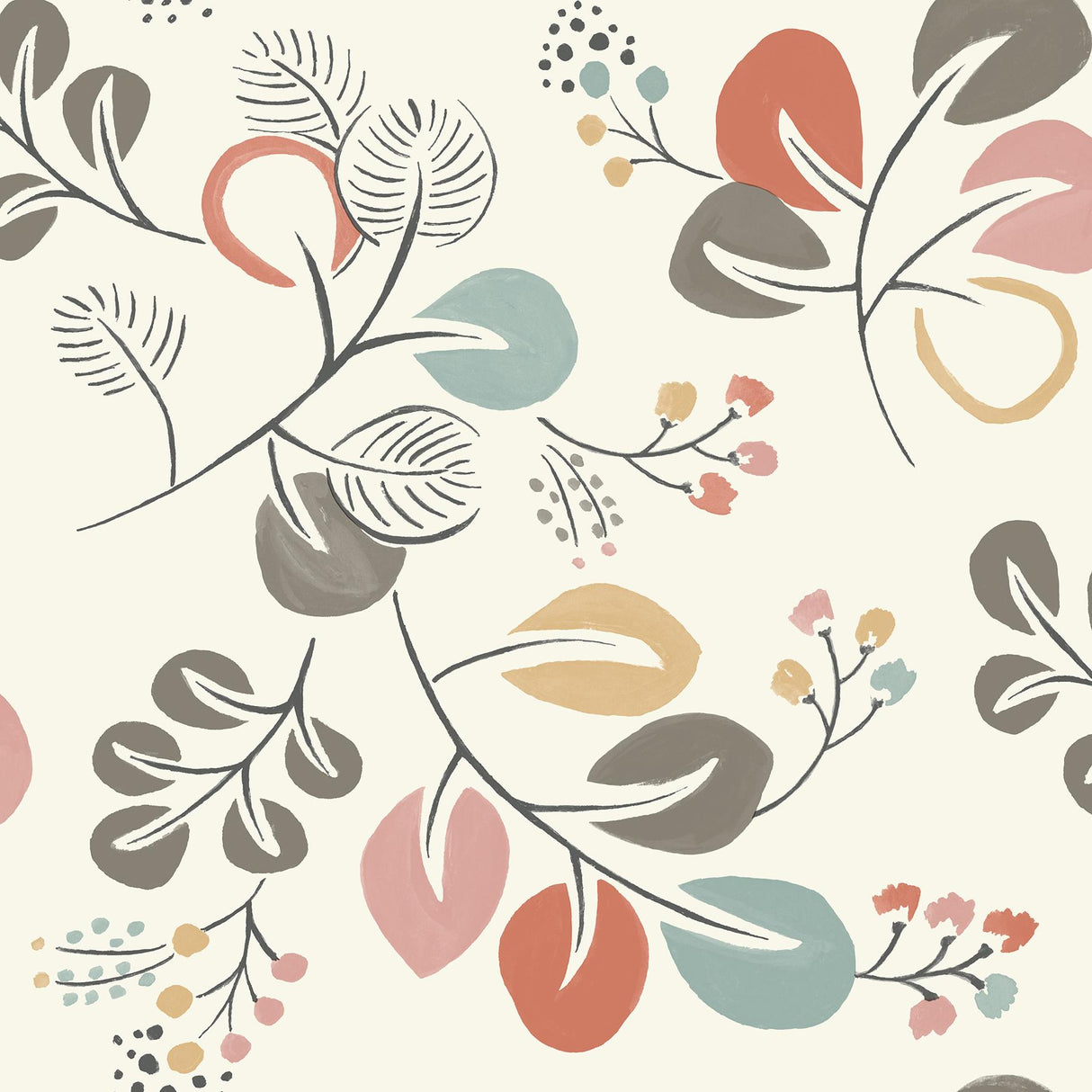 A-Street Prints Jonah Leaf Trail Multicolor Wallpaper