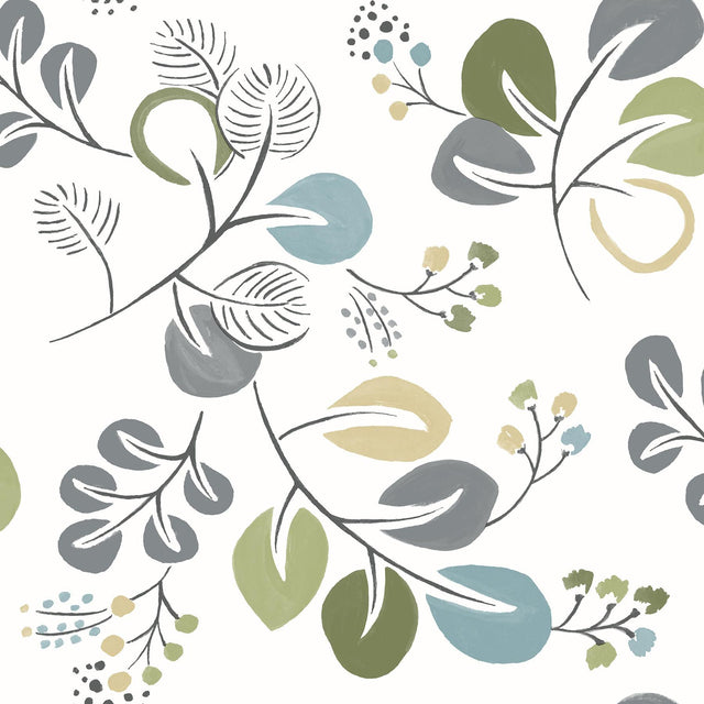 A-Street Prints Jonah Green Leaf Trail Wallpaper