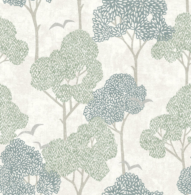 A-Street Prints Lykke Green Textured Tree Wallpaper
