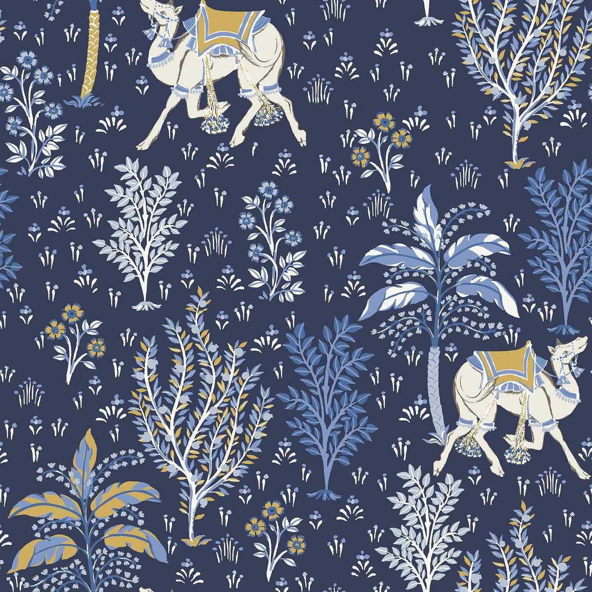 Brewster Home Fashions Navy Camel's Courtyard Peel & Stick Wallpaper