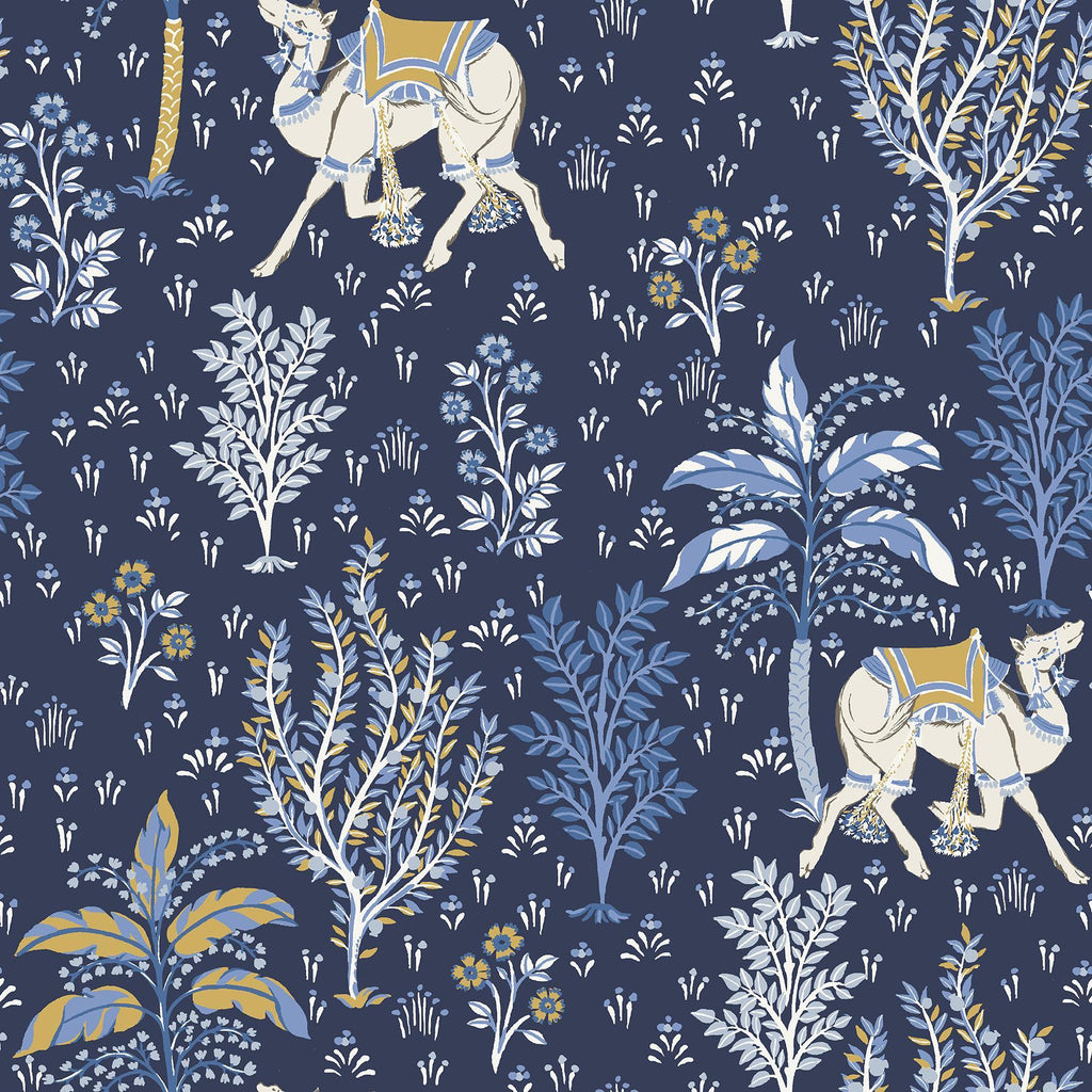 Brewster Home Fashions Navy Camel's Courtyard Peel & Stick Wallpaper