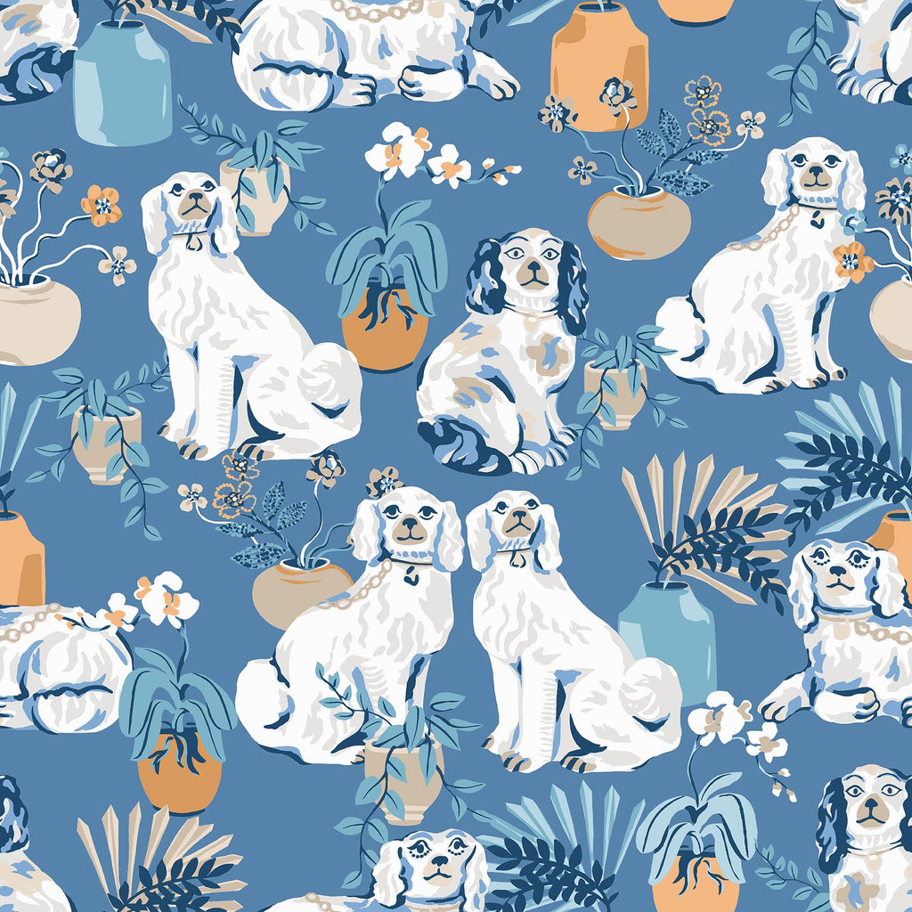 Brewster Home Fashions Good Dog Peel & Stick Cerulean Wallpaper