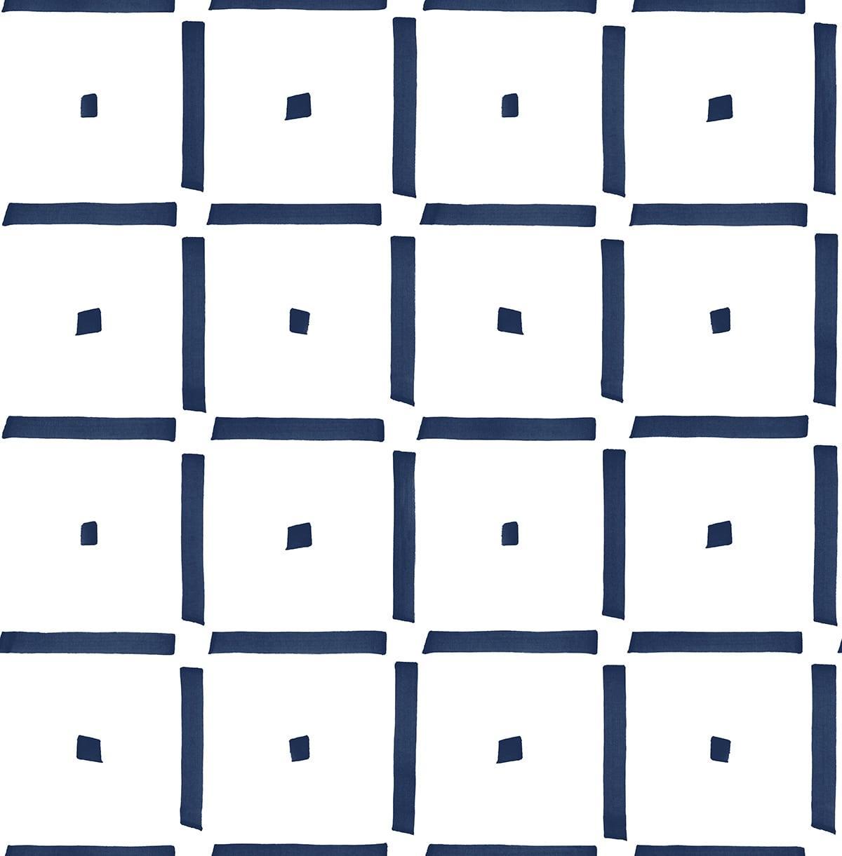 Seabrook Check and Spot Navy Blue Wallpaper