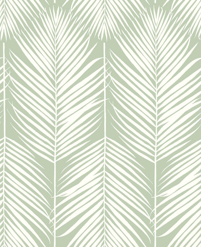 Seabrook Palm Silhouette Pastel Green Wallpaper