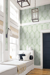 Seabrook Palm Silhouette Pastel Green Wallpaper