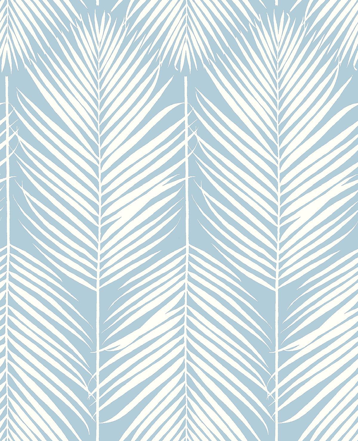 Seabrook Palm Silhouette Hampton Blue Wallpaper
