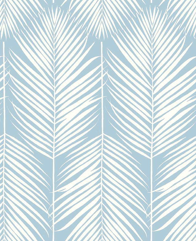 Seabrook Palm Silhouette Hampton Blue Wallpaper