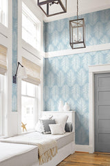 Seabrook Palm Silhouette Hampton Blue Wallpaper