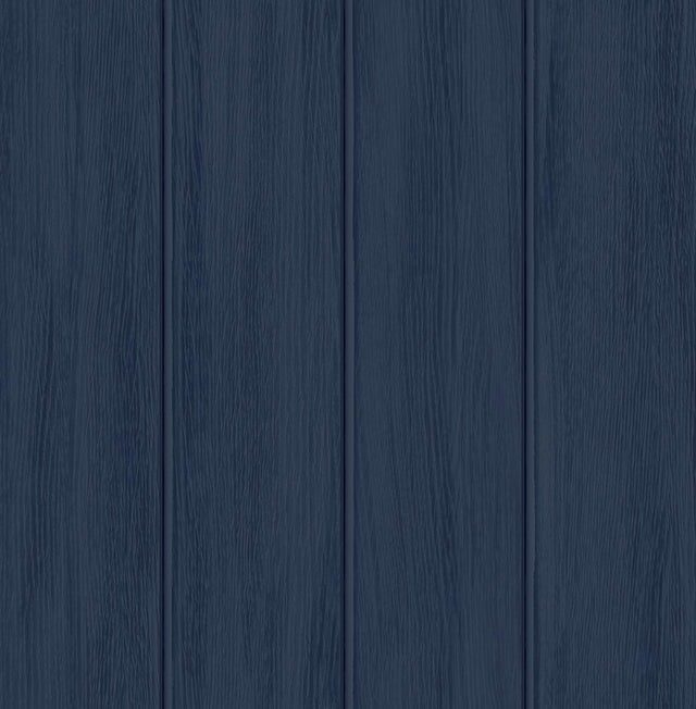 Seabrook Wood Panel Naval Blue Wallpaper